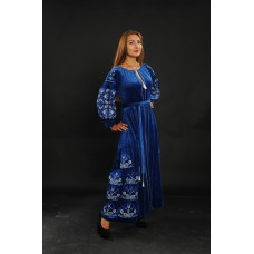 Embroidered dress "Velvet Blue"